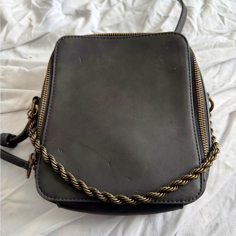 Gray / Bronze Square Crossbody Bag